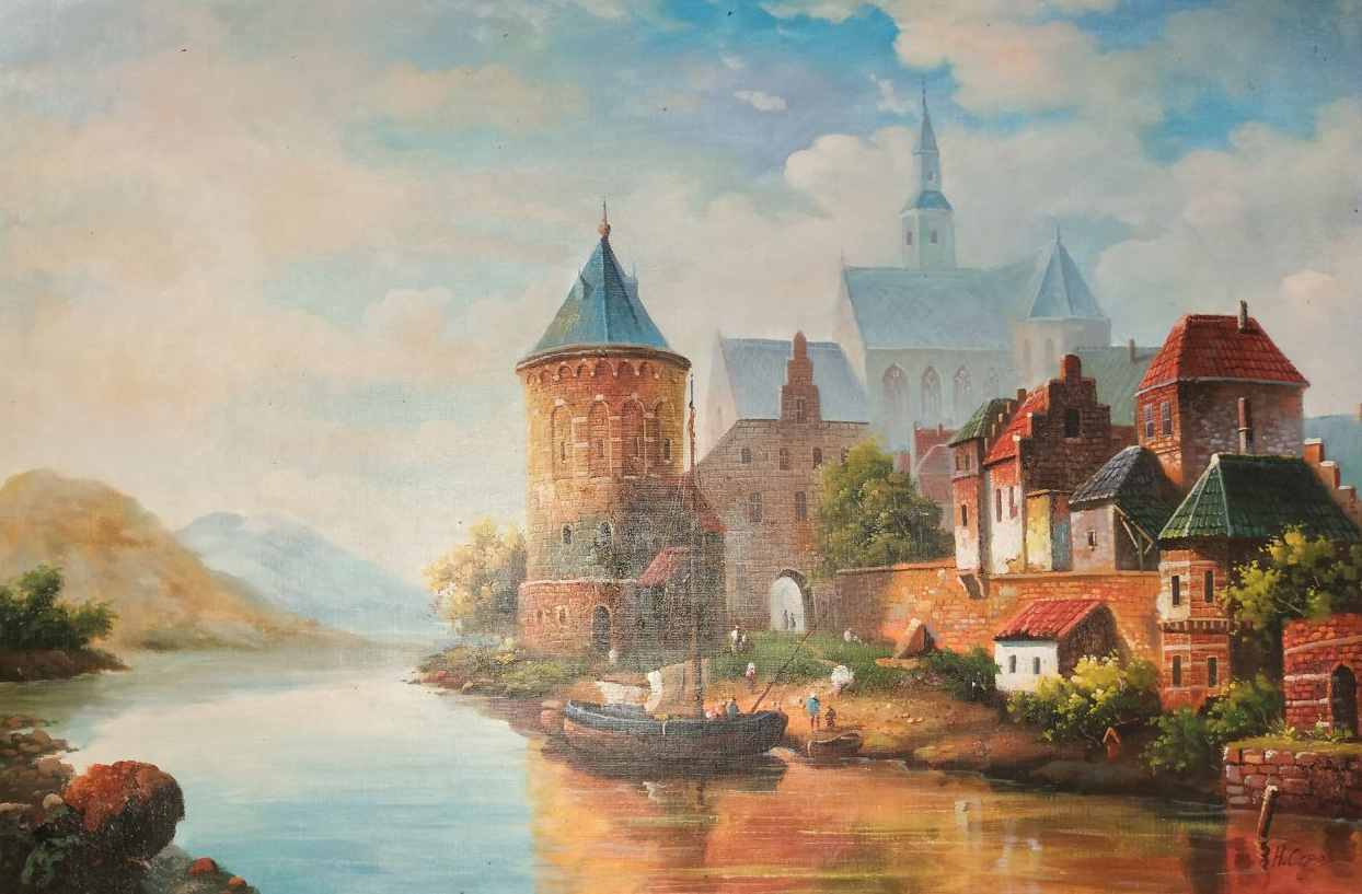 Картина маслом Голландская деревня 60х90